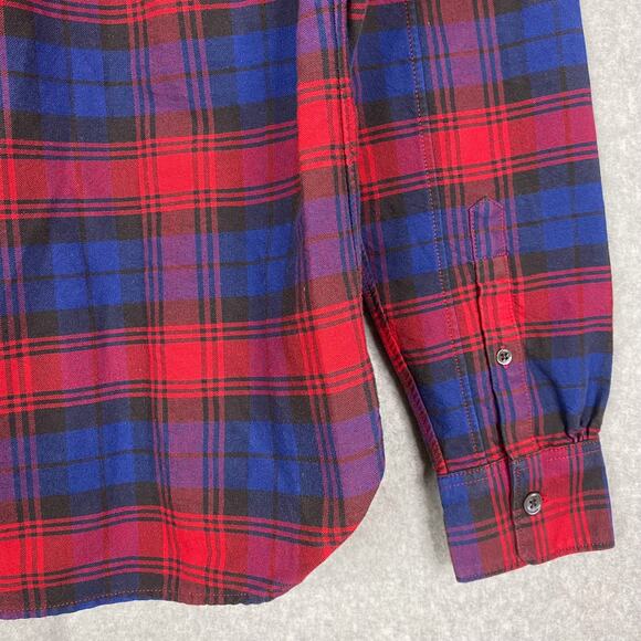 Todd Snyder Shirt Mens XS Red Blue Plaid Cotton Flannel Long Sleeve Button Down - Picture 5 of 7